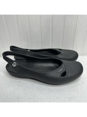 Crocs Shoes Womens 11 W Olivia Flats Black Closed Toe Slingback Lightweight